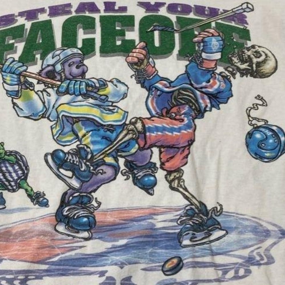 Vintage 1994 Grateful Dead Steal Your Faceoff Tie-dye T-shirt Hockey Liquid Blue
